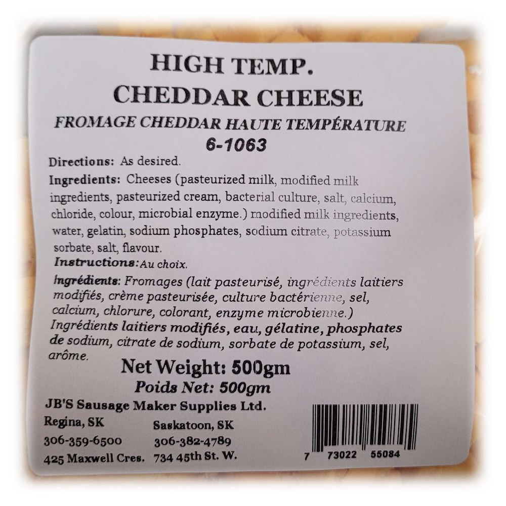 High-Temp Cheddar Cheese (1/2" Cubed)