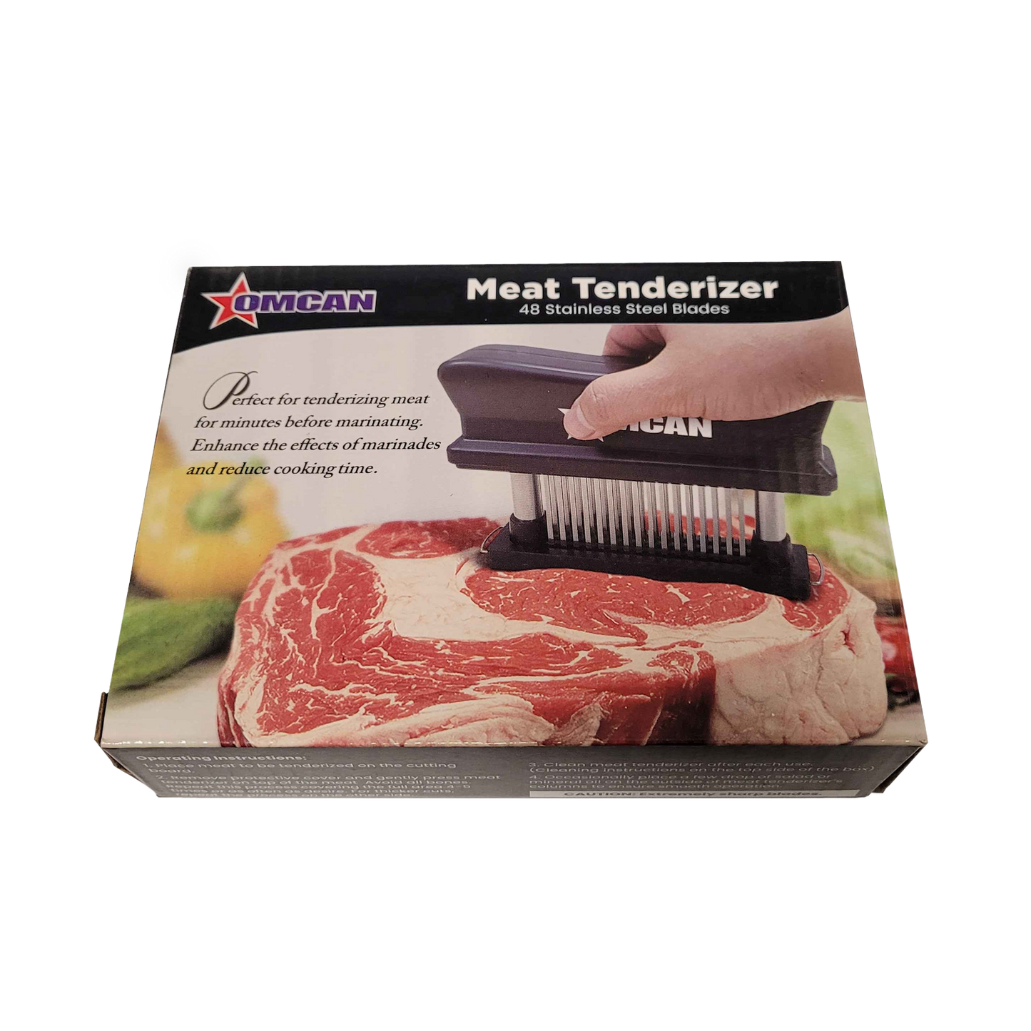 Stainless Steel Manual Meat Tenderizer with 48 Needles (Black)